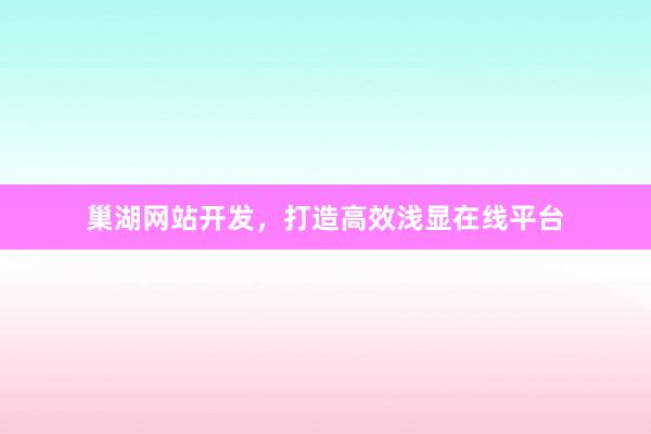 巢湖网站开发，打造高效浅显在线平台